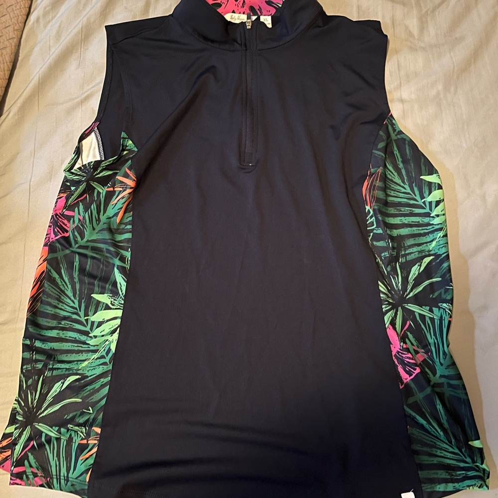 Navy Lady Hogan Tropical Print Golf Tank and Skort Set